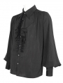 Black Gothic Gorgeous Ruffle Button Placket Party Shirt for Men