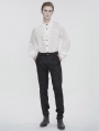 White Gothic Gorgeous Ruffle Button Placket Party Shirt for Men