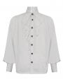White Gothic Gorgeous Ruffle Button Placket Party Shirt for Men