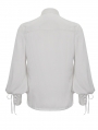 White Gothic Gorgeous Ruffle Button Placket Party Shirt for Men