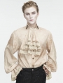 Beige Retro Gothic Gorgeous Palace Shirt with Removable Jabot for Men