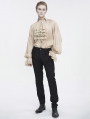 Beige Retro Gothic Gorgeous Palace Shirt with Removable Jabot for Men