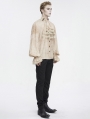 Beige Retro Gothic Gorgeous Palace Shirt with Removable Jabot for Men
