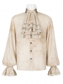 Beige Retro Gothic Gorgeous Palace Shirt with Removable Jabot for Men