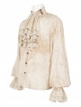 Beige Retro Gothic Gorgeous Palace Shirt with Removable Jabot for Men