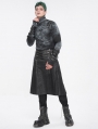 Black Gothic Punk Cross Chain Pleated Skirt for Men
