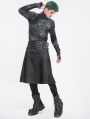 Black Gothic Punk Cross Chain Pleated Skirt for Men