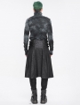 Black Gothic Punk Cross Chain Pleated Skirt for Men