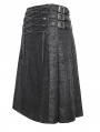 Black Gothic Punk Cross Chain Pleated Skirt for Men