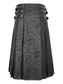 Black Gothic Punk Cross Chain Pleated Skirt for Men