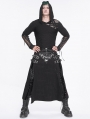 Black Gothic Punk Buckle Slit A-Line Long Skirt for Men