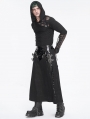 Black Gothic Punk Buckle Slit A-Line Long Skirt for Men