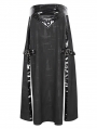 Black Gothic Punk Buckle Slit A-Line Long Skirt for Men