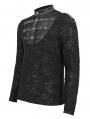 Black Gothic Punk Textured Long Sleeve Knitted T-Shirt for Men