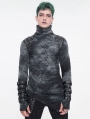 Dark Gothic Punk Tie-Dye Irregular Turtleneck T-Shirt for Men