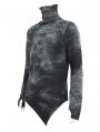 Dark Gothic Punk Tie-Dye Irregular Turtleneck T-Shirt for Men