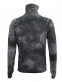 Dark Gothic Punk Tie-Dye Irregular Turtleneck T-Shirt for Men