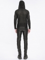 Black Gothic Striped Long Sleeve Daily Wear Hooded T-Shirt for Men