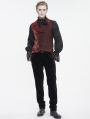 Red Retro Embroidery Feather Gothic Party Lapel Waistcoat for Men