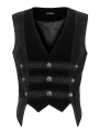 Black Victorian Gothic Velvet Button Up Party Waistcoat for Men