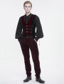 Wine Red Victorian Gothic Velvet Button Up Party Waistcoat for Men