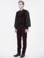 Wine Red Victorian Gothic Velvet Button Up Party Waistcoat for Men