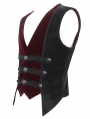 Wine Red Victorian Gothic Velvet Button Up Party Waistcoat for Men