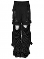 Black Gothic Grunge Drawstring Flared Detachable Cargo Pants for Women