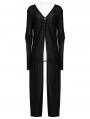 Black Fashion Gothic Reversible Split Sleeves Long Trench Coat for Women