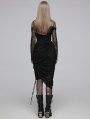 Black Gothic Drape Cut Multi Layered Fit Wrap Half Skirt