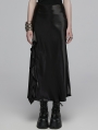 Black Gothic Draping Cut Asymmetric Side Split Long Skirt