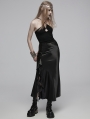 Black Gothic Draping Cut Asymmetric Side Split Long Skirt