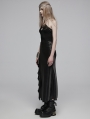 Black Gothic Draping Cut Asymmetric Side Split Long Skirt