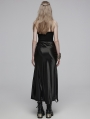 Black Gothic Draping Cut Asymmetric Side Split Long Skirt