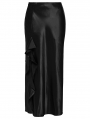 Black Gothic Draping Cut Asymmetric Side Split Long Skirt