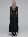 Black Gothic Daily Wear Cross Strap Mid Waist A-Line Long Skirt