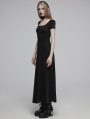 Black Gothic Daily Wear Short Sleeves Long A-Line Dress