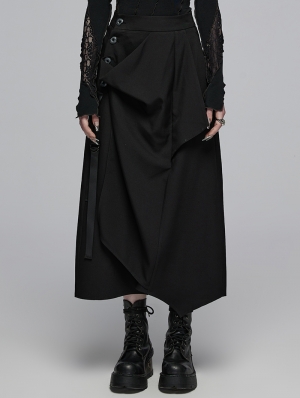 Black Gothic Irregular Deconstructed Loose Daily Wear Skirt