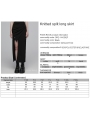 Black Gothic Knitted Diagonal Pleated Split Long Fitted Skirt