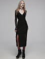Black Gothic Sexy Elegant V-neck Wrap Long Dress