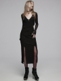 Black Gothic Sexy Elegant V-neck Wrap Long Dress