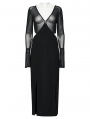 Black Gothic Sexy Elegant V-neck Wrap Long Dress