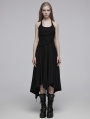 Black Gothic Daily Irregular Patchwork Halter Slip Long Dress