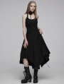 Black Gothic Daily Irregular Patchwork Halter Slip Long Dress