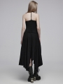 Black Gothic Daily Irregular Patchwork Halter Slip Long Dress