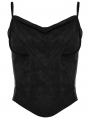 Black Gothic Cupro Fitted Vest Top with Spaghetti Straps for Women