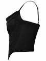 Black Gothic Cupro Fitted Vest Top with Spaghetti Straps for Women