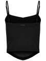 Black Gothic Cupro Fitted Vest Top with Spaghetti Straps for Women
