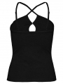 Black Gothic Chinese Style Water-Drop Hollow Out Camisole for Women