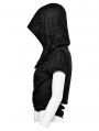 Black Gothic Swing Collar Hooded Short Sleeves T-Shirt for Women